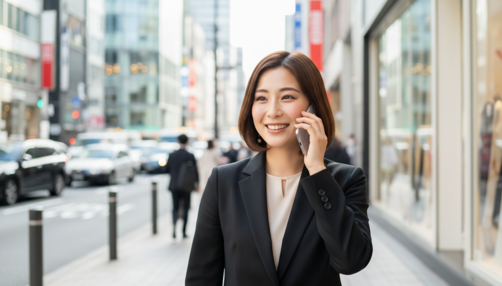eSIMを利用して外出先で快適にスマートフォンを使うあやさん