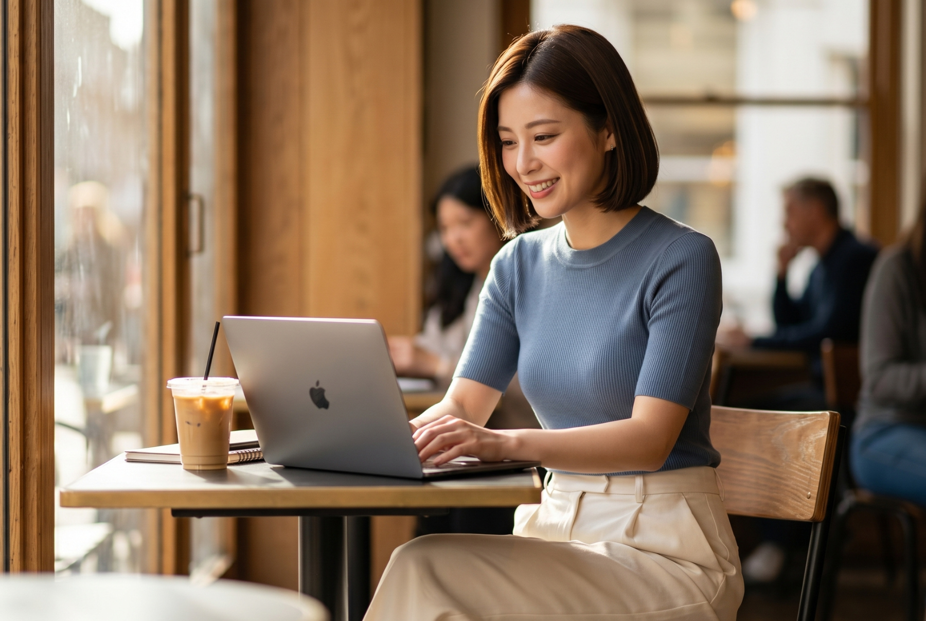 出発前にeSIMを設定する旅行者のイメージ