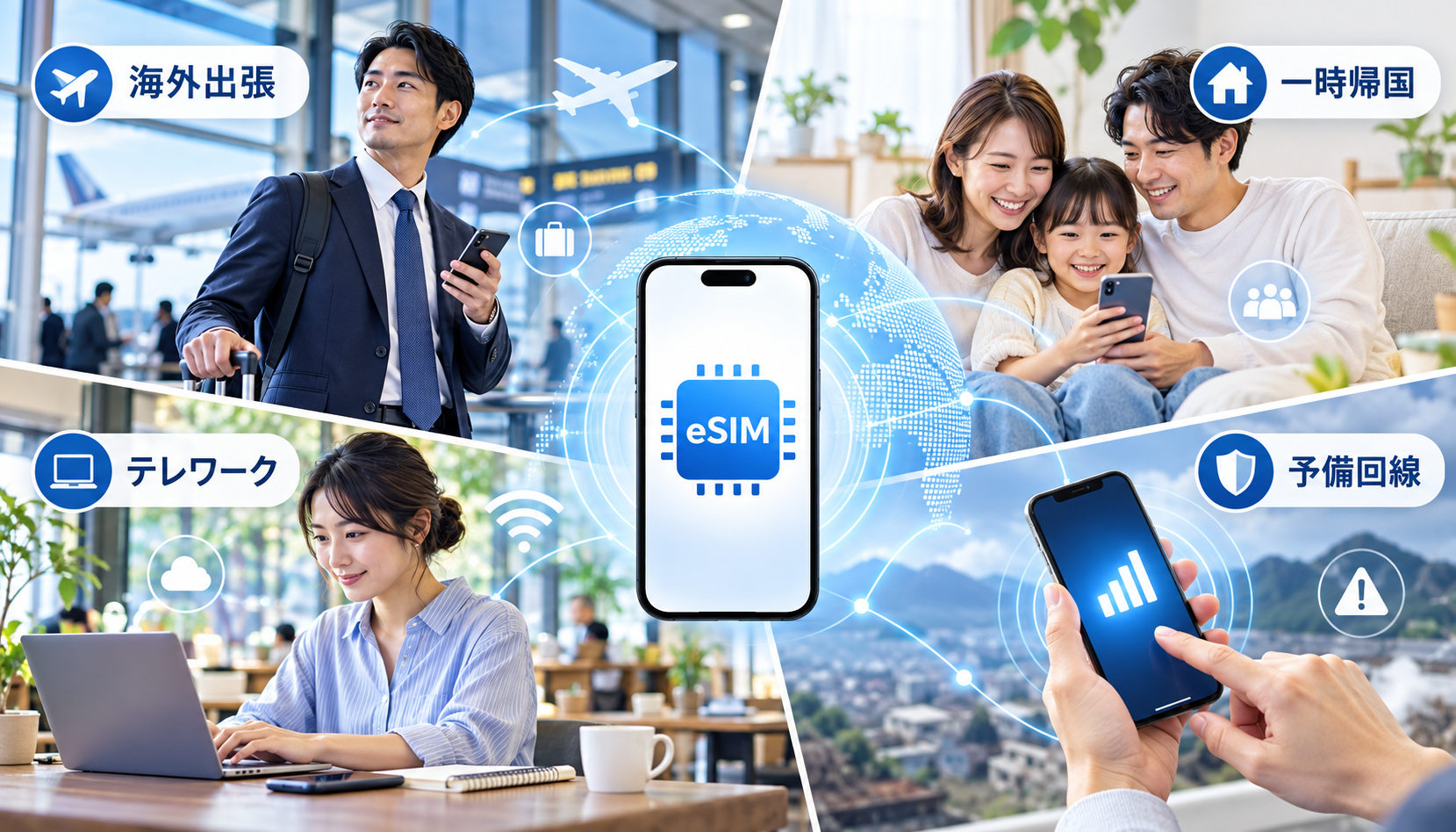 海外旅行だけでなく出張や一時帰国やテレワークにも使えるeSIM