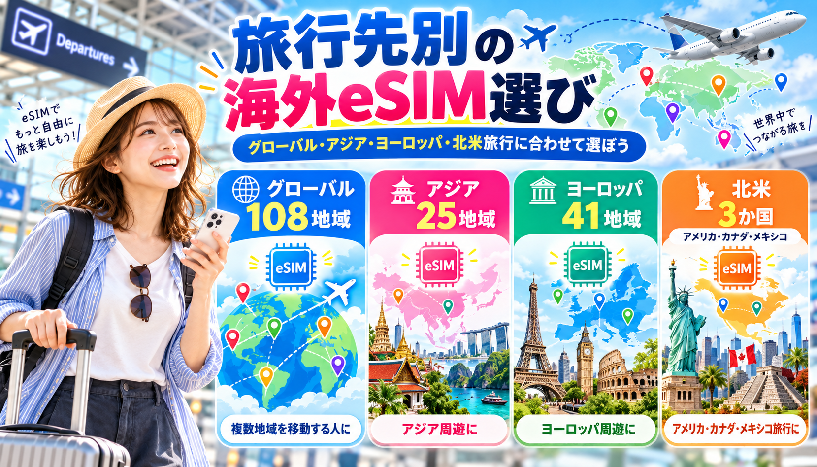 グローバル・アジア・ヨーロッパ・北米旅行に合わせた海外eSIMの選び方